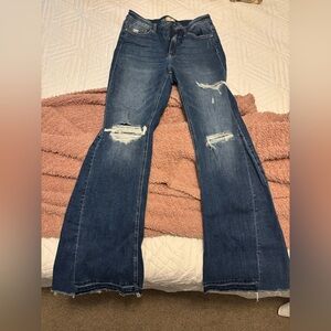 Altard State Women's Distressed Flare Blue Jeans